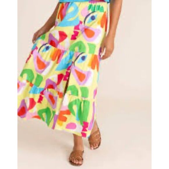 NWT Alden Adair Summer Tiered Maxi Skirt with Slit in Matisse Multicolor Size XS - Picture 3 of 10